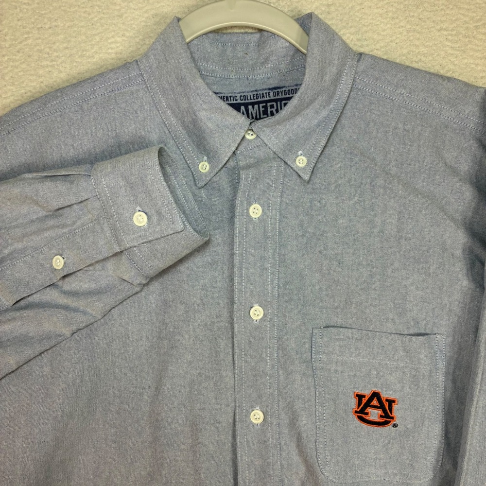 Auburn Tigers Oxford Shirt Men M Blue OCBD Cotton Button Down Casual J America